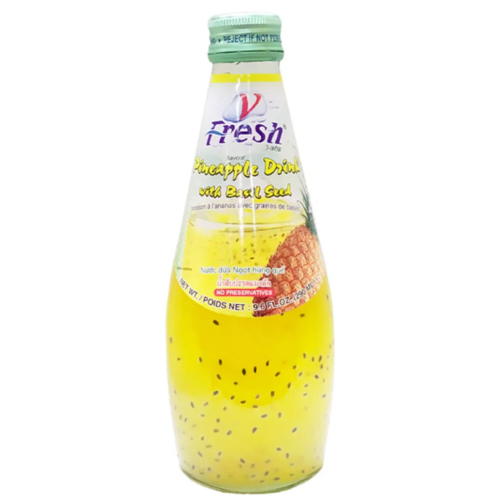 Bouteille en verre de Boisson aux Graines de Basilic Ananas 290ML V-FRESH