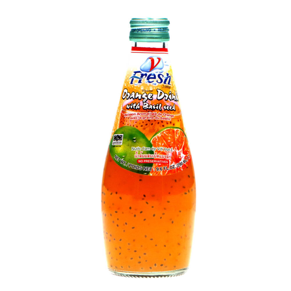 Bouteille en verre de Boisson aux Graines de Basilic Orange 290ML V-FRESH