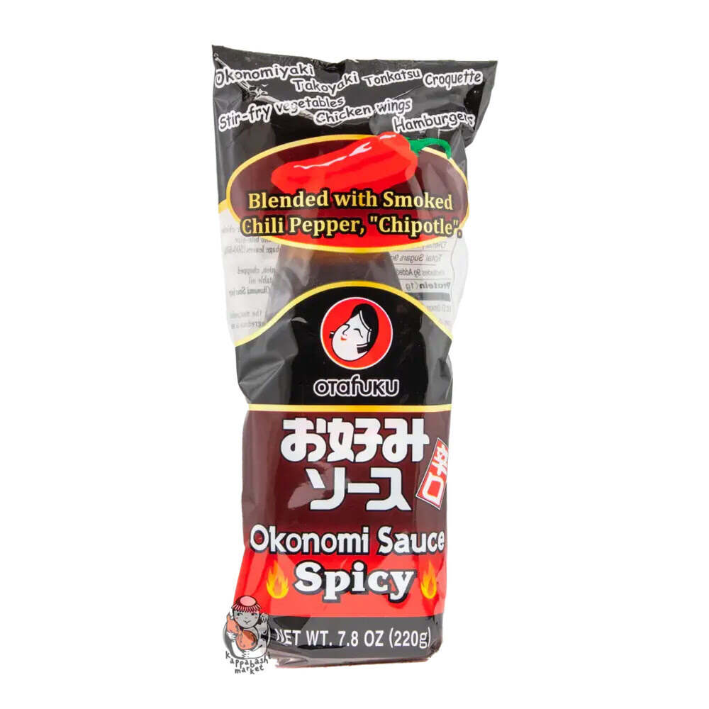 Bouteille plastique emballée dans un sachet de la Sauce Okonomi épicée 220g OTAFUKU