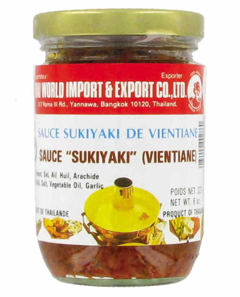 Pot en verre de Sauce Sukiyaki Vientiane 227G COCK BRAND