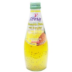 Bouteille en verre de Boisson aux Graines de Basilic Ananas 290ML V-FRESH