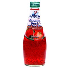 Bouteille en verre de Boisson aux Graines de Basilic Fraise 290ML V-FRESH