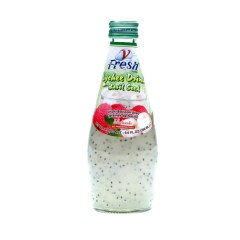 Bouteille en verre de Boisson aux Graines de Basilic Lychee 290ML V-FRESH