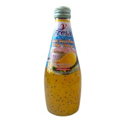 Bouteille en verre de Boisson aux Graines de Basilic Mangue 290ML V-FRESH