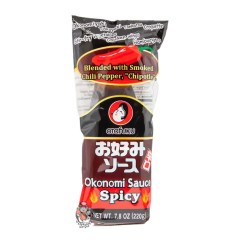 Bouteille plastique emballée dans un sachet de la Sauce Okonomi épicée 220g OTAFUKU
